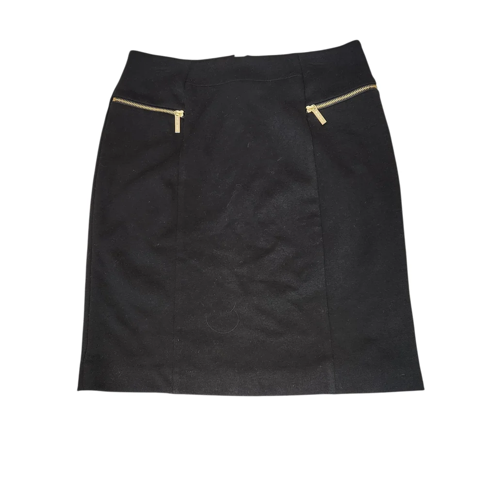 Michael Kors‎ Black and Gold Knee-Length Pencil Skirt Size: 10 Edgy Classic